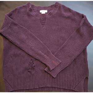 Oversized Women's IF IT Were ME Burgundy Distressed Grunge Crew Neck Sweater M